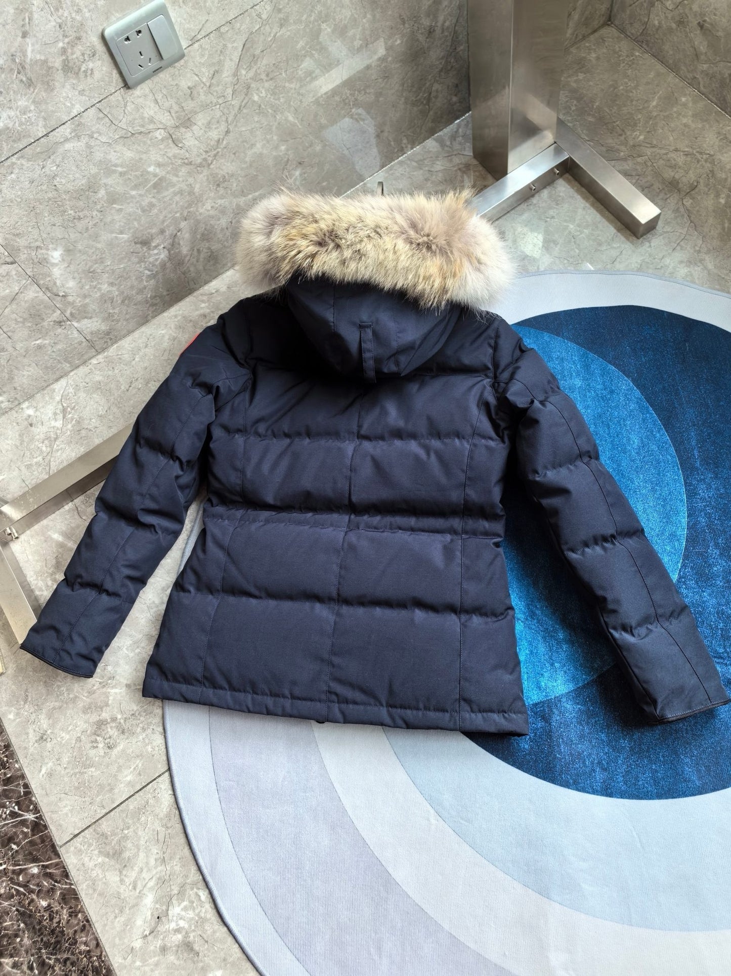 Women’s Down Jacket with Fur in Navy