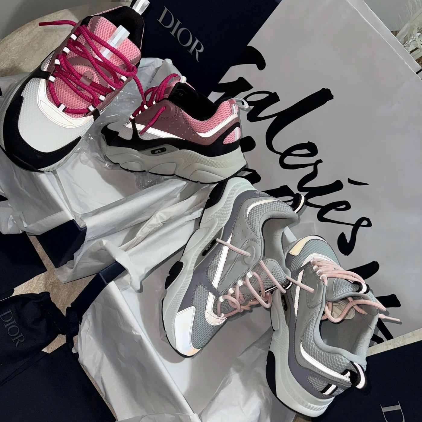 D Trainers in Pink/Black & Grey