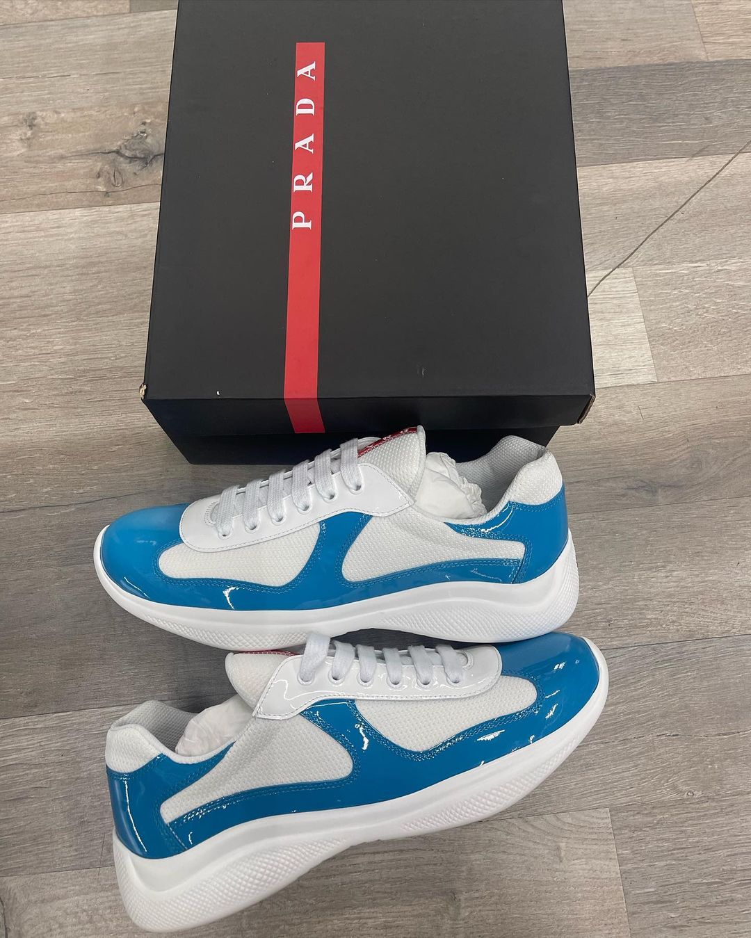 P Trainers in Patent Blue 2