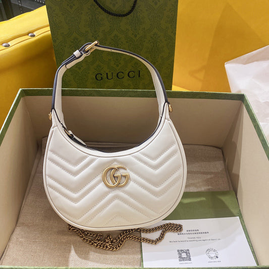 GG Half Moon Bag in White