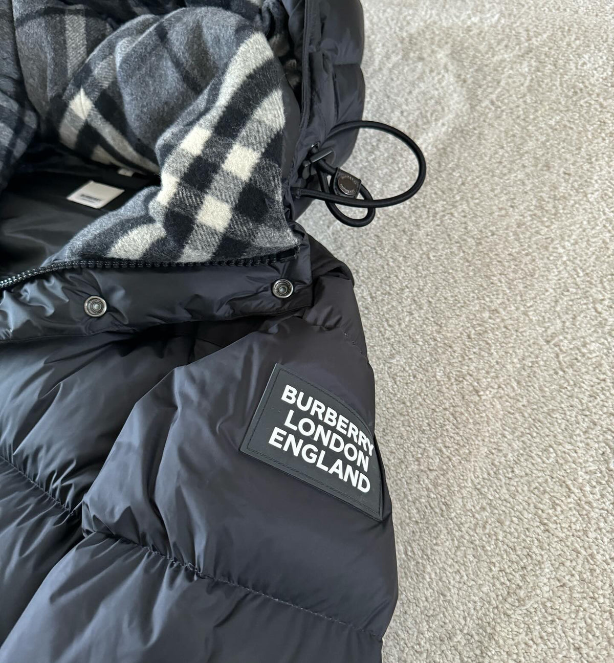 Check Down Jacket in Black