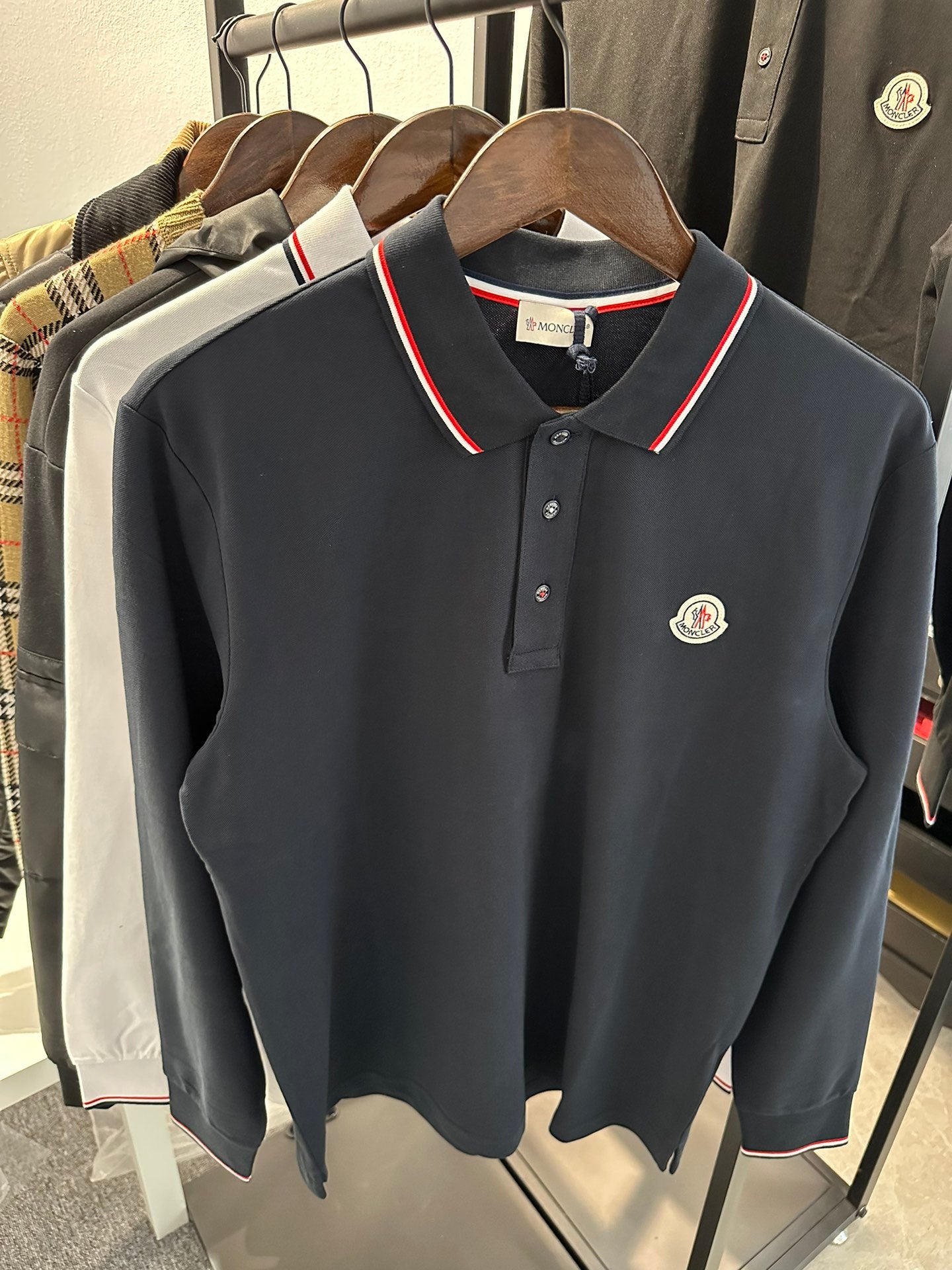 M Long Sleeve Polo in Navy