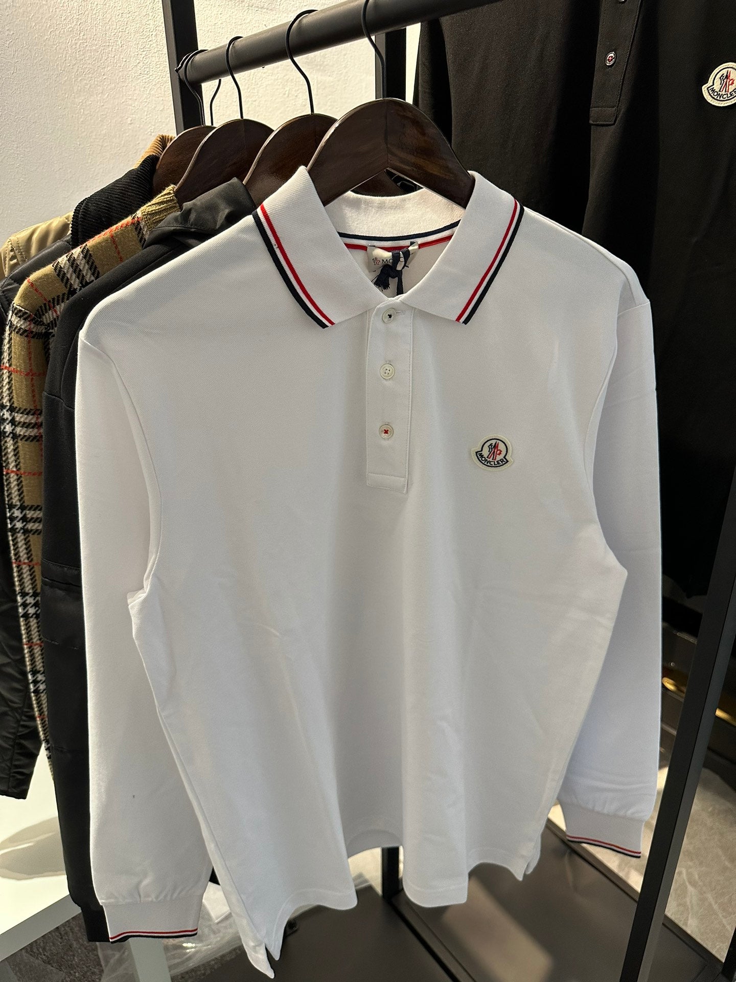 M Long Sleeve Polo in White