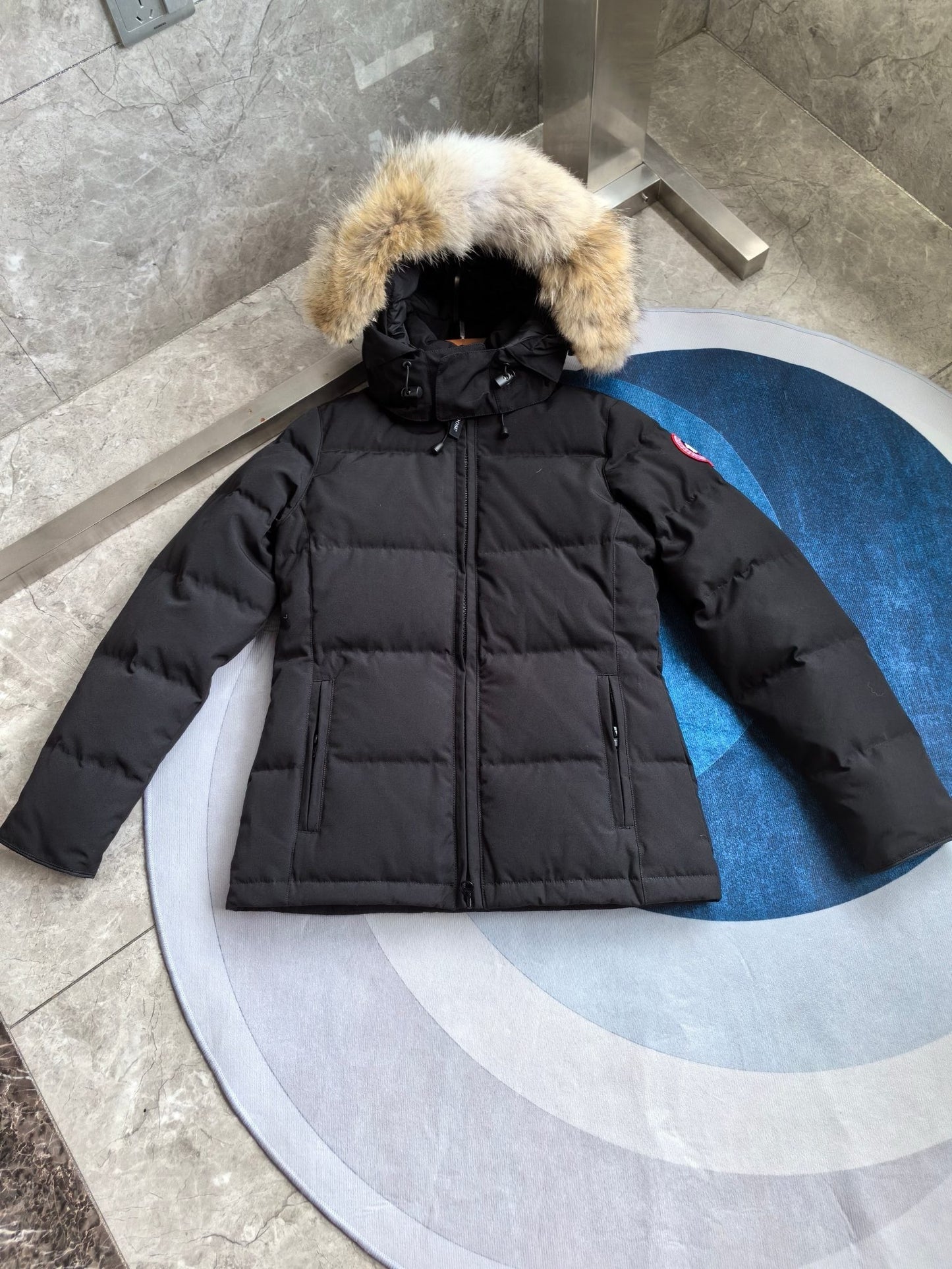 Women’s Down Jacket with Fur in Black
