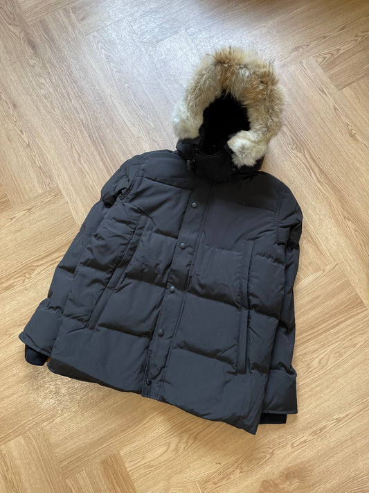Down Jacket with Fur Black Badge