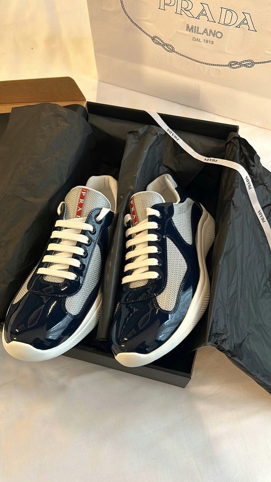 P Trainers in Patent Blue