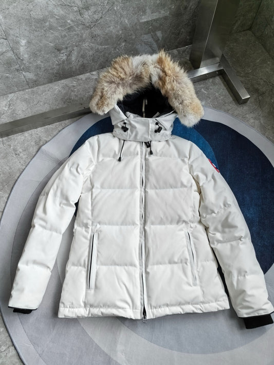 Women’s Down Jacket with Fur in White