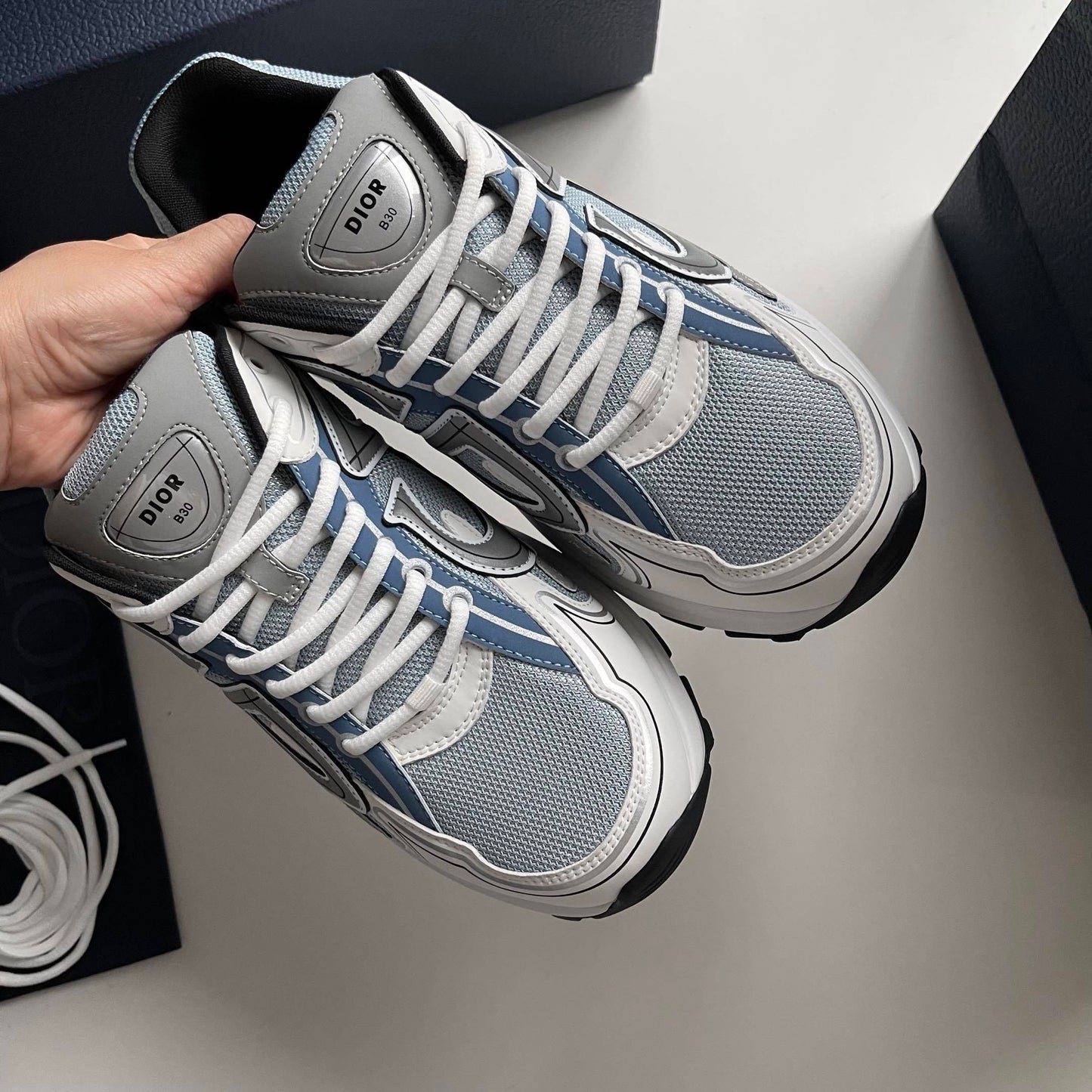 D Trainers 2 in White/Grey/Blue