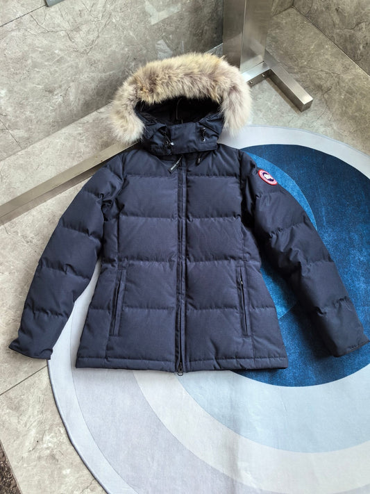 Women’s Down Jacket with Fur in Navy