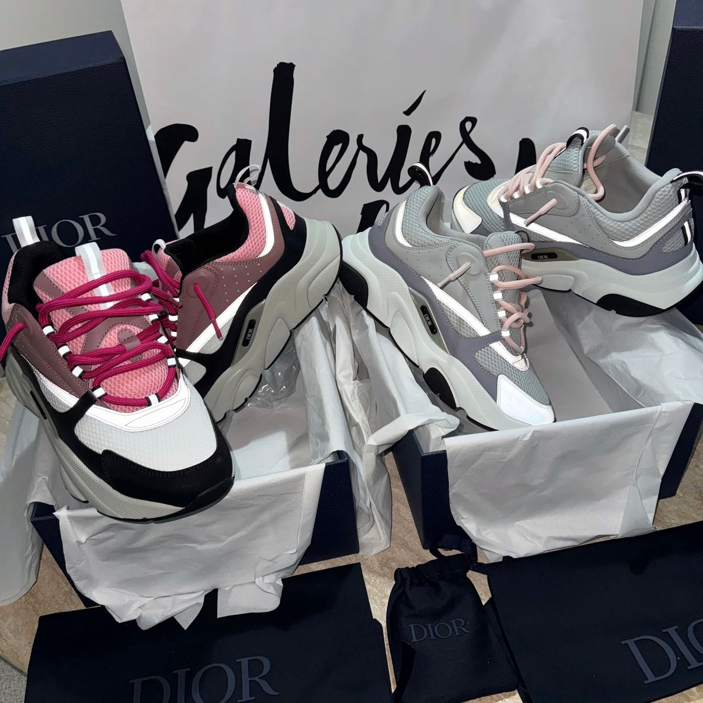 D Trainers in Pink/Black & Grey