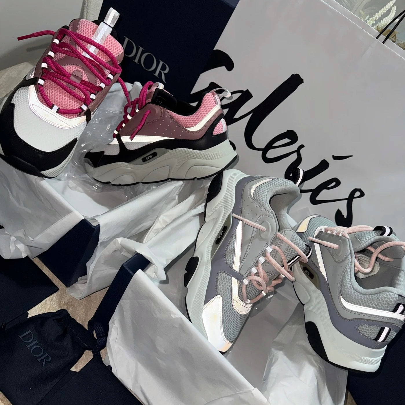 D Trainers in Pink/Black & Grey