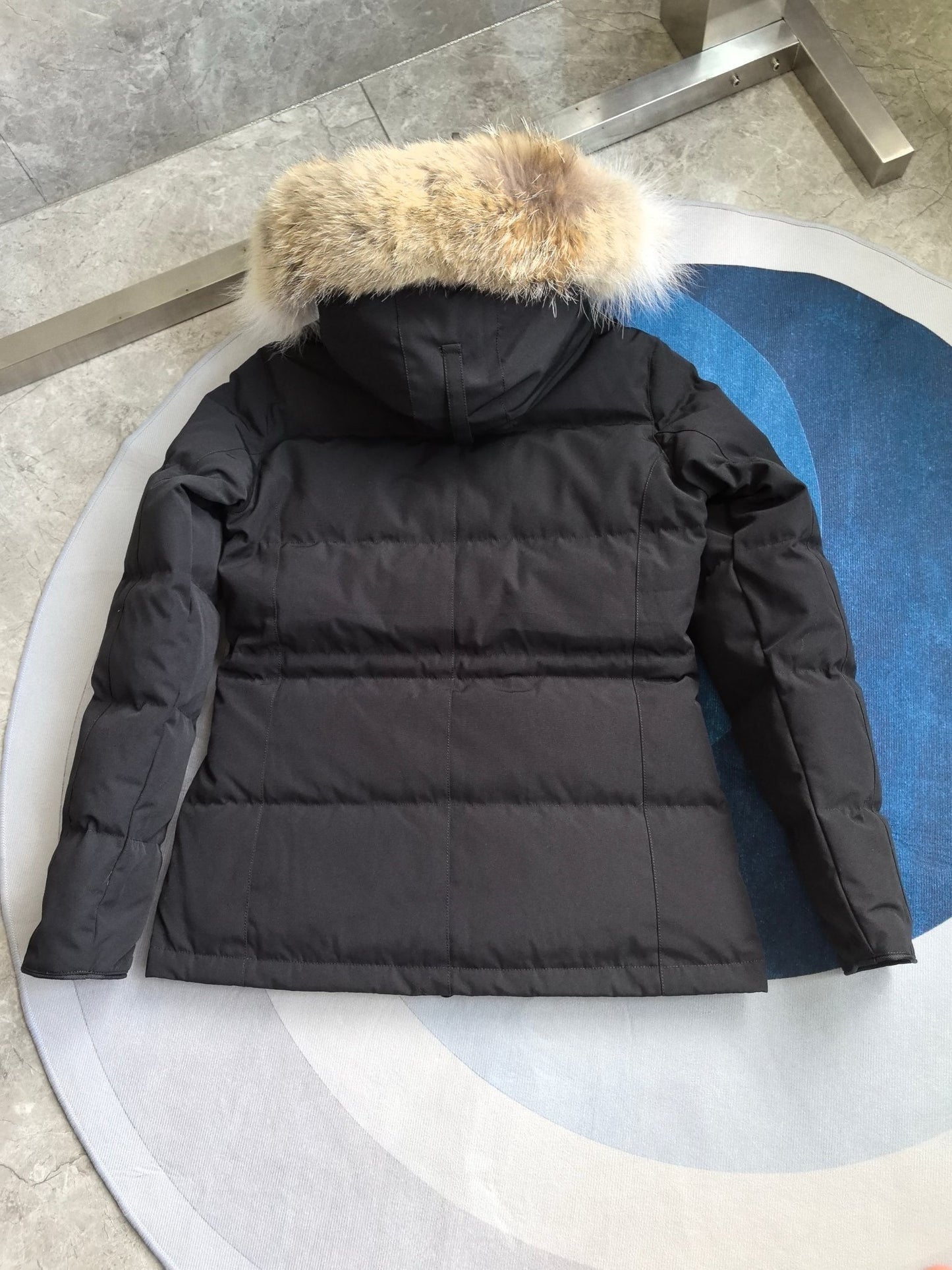 Women’s Down Jacket with Fur in Black(Black Badge)