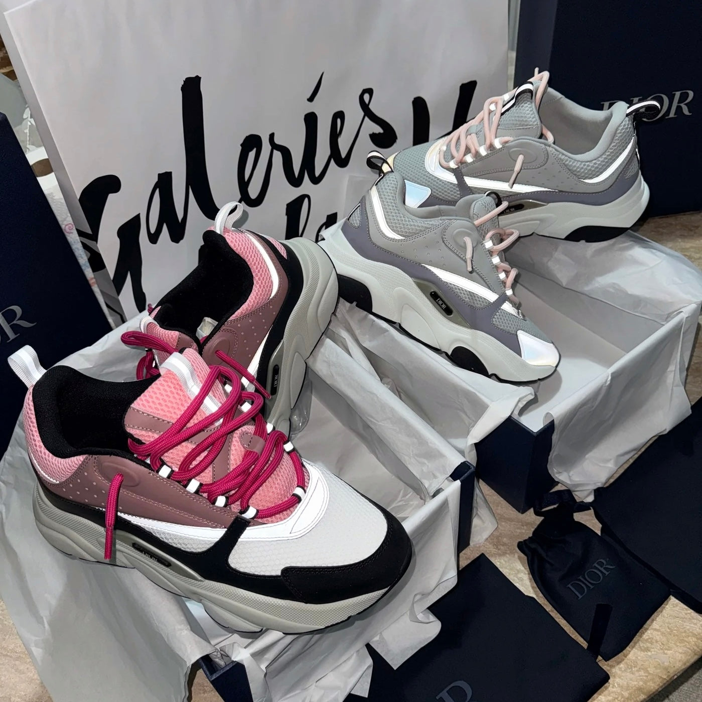 D Trainers in Pink/Black & Grey