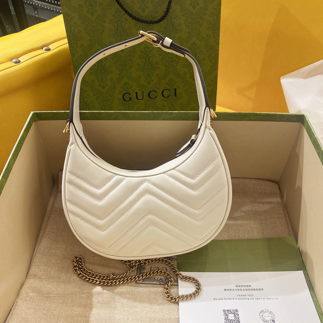 GG Half Moon Bag in White